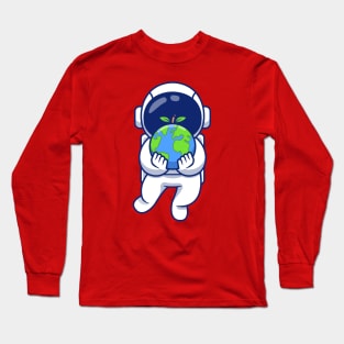 Cute Astronaut Holding Earth Long Sleeve T-Shirt